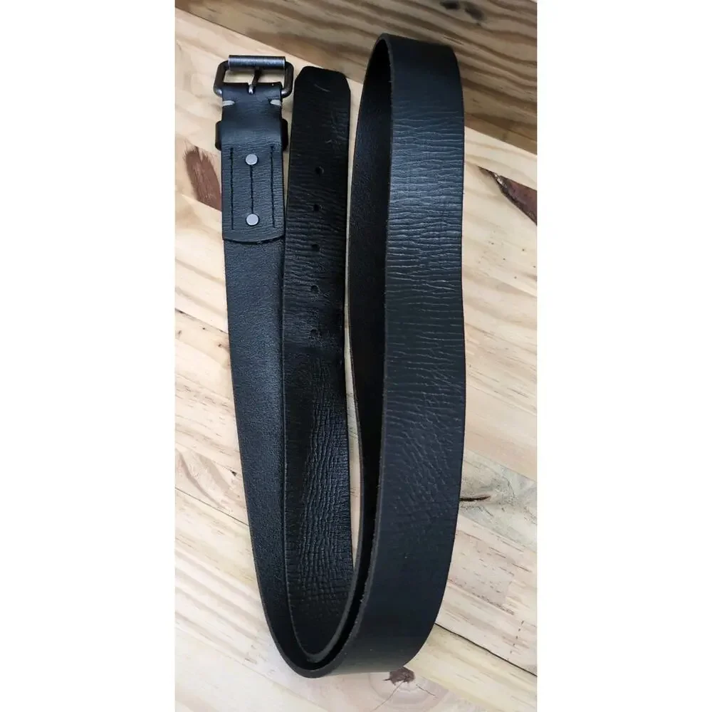 Lands End Black Leather Belt Mens Sz 48 1-3/8”Wide